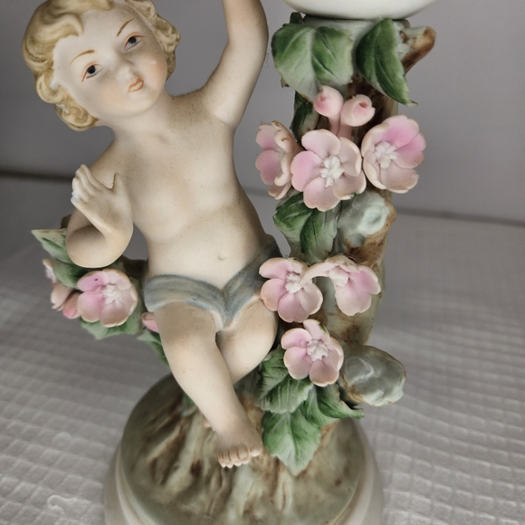 VTG CANDSREA JAPAN PORCELAIN CANDLESTICK CHERUB 7" DESIGN REGESTRED 6169 - Picture 2 of 14